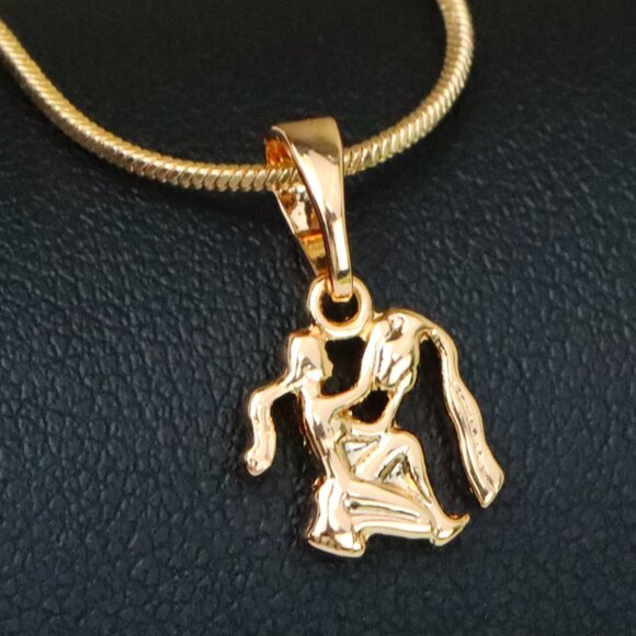 "Aquarius Zodiac Rose Gold Pendant Stylish Celestial Charm, XPPT1472 - Picture 1 of 13